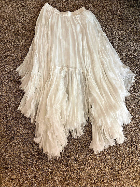 Free People Dresses & Skirts - Free People Clover Skirt Tiered Fringe Maxi White